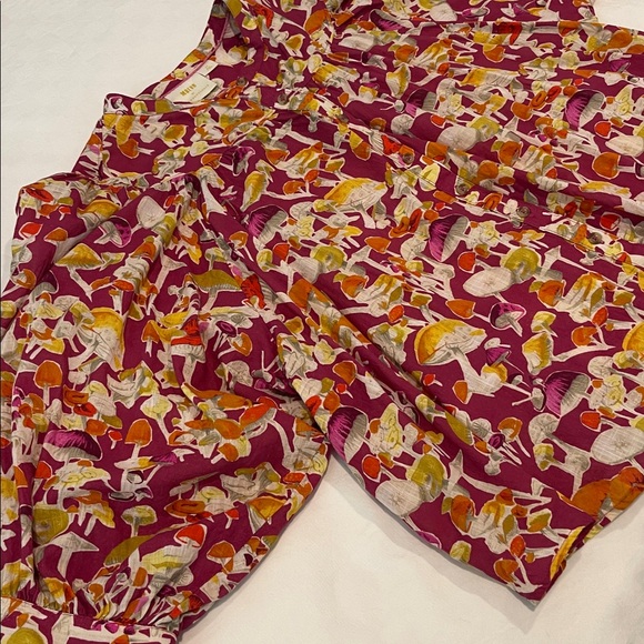 Anthropologie | Maeve Pink Orange Mushroom Print Button Shirt Blouse Top 2X - Picture 10 of 10